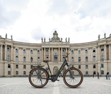 SachsenRAD E-Bike E-SUV CityBike C5 Centro Riemen mit Diebstahlsicherung, Mittelmotor mit tiefem Einstieg, Bremslicht Alarmanlage Schaltwerk, Elektrofahrrad Farbe Display Breitreifen StVZO Damen Herren Pedelec