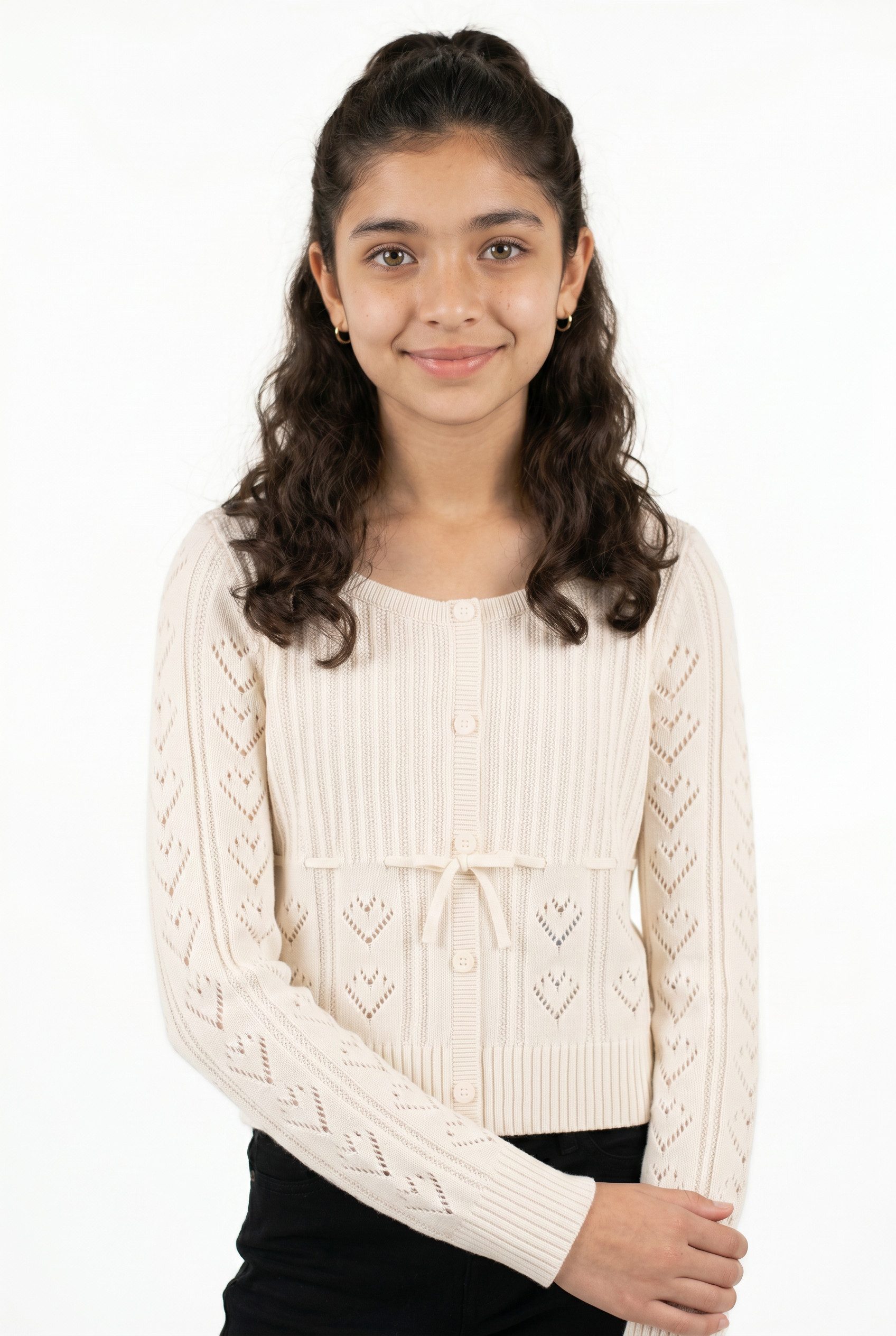 Abercrombie Kids Strickpullover AFG BABYDOLL HEART STITCH SWEA mi angedeutetem Knopfverschluss