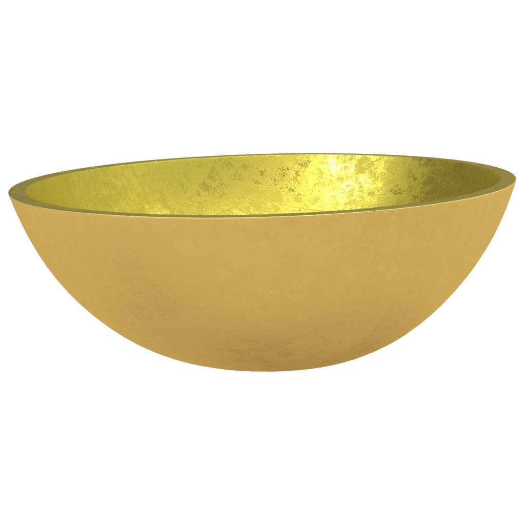 vidaXL Waschbecken, Waschtisch Glas 50x37x14 cm Gold