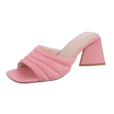 Ital-Design »Damen Mules Freizeit« High-Heel-Sandalette Blockabsatz Sandalen & Sandaletten in Pink