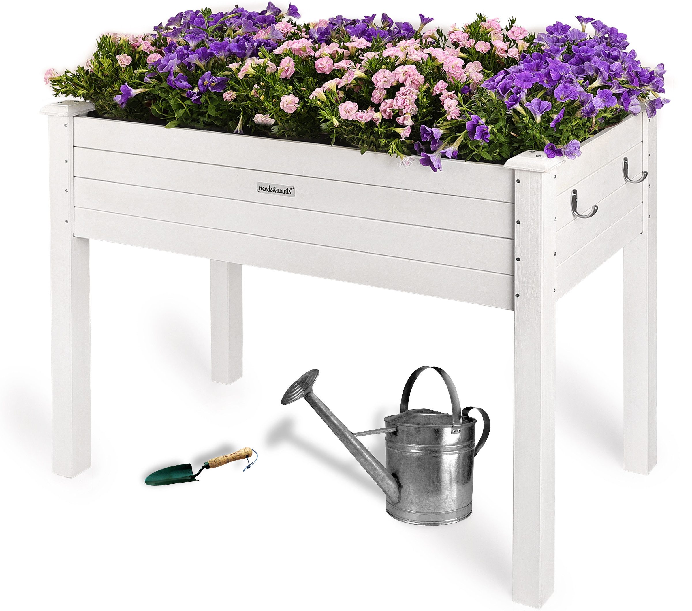 needs&wants® Hochbeet aus Holz für Garten Balkon Terrasse schmal, Pflanzkasten Kräuterbeet, Bausatz rechteckig mit Vlies-Folie Pflanzenkasten klein deko, Gemüse