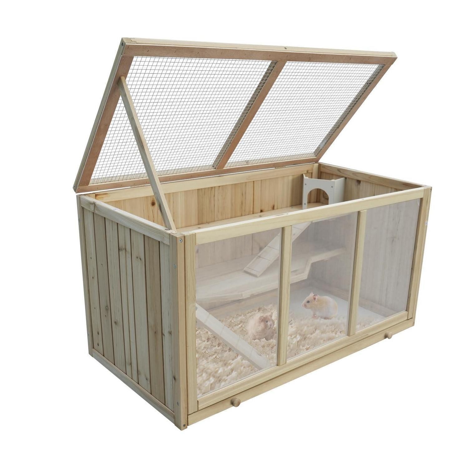 LuxusKollektion Kleintierkäfig Hamsterkäfig Tannenholz 94.5x48.5x49.5cm m. Plattformen