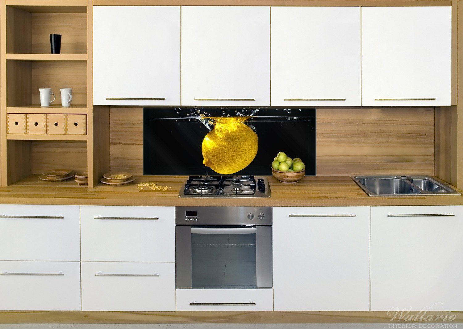 die Wasser Obst - für Zitrone im Frisches Wallario Küchenrückwand Küche, (1-tlg)