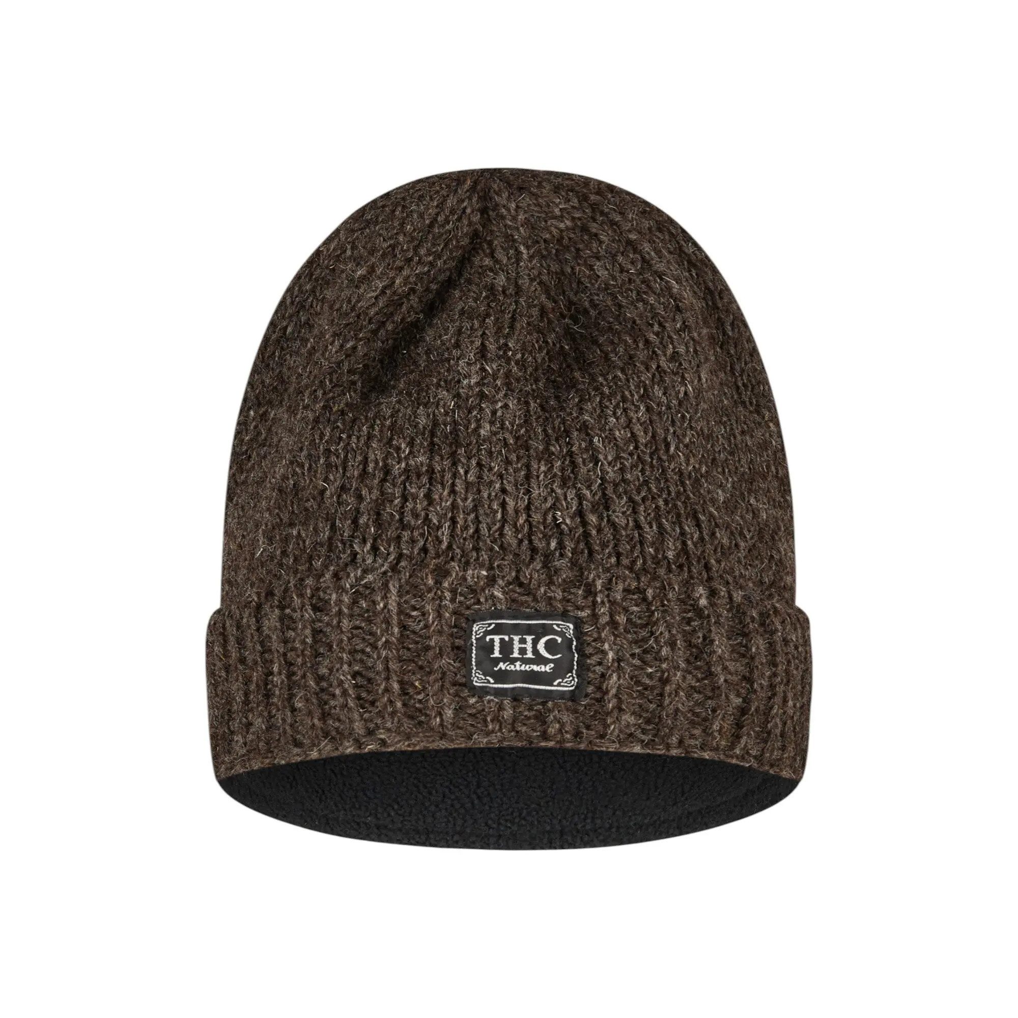 THC Natural Line Strickmütze THC Schafwoll Rollcap 506 braun (1 Stück, 1-St., 1 Stück) Innenfutter: Fleece