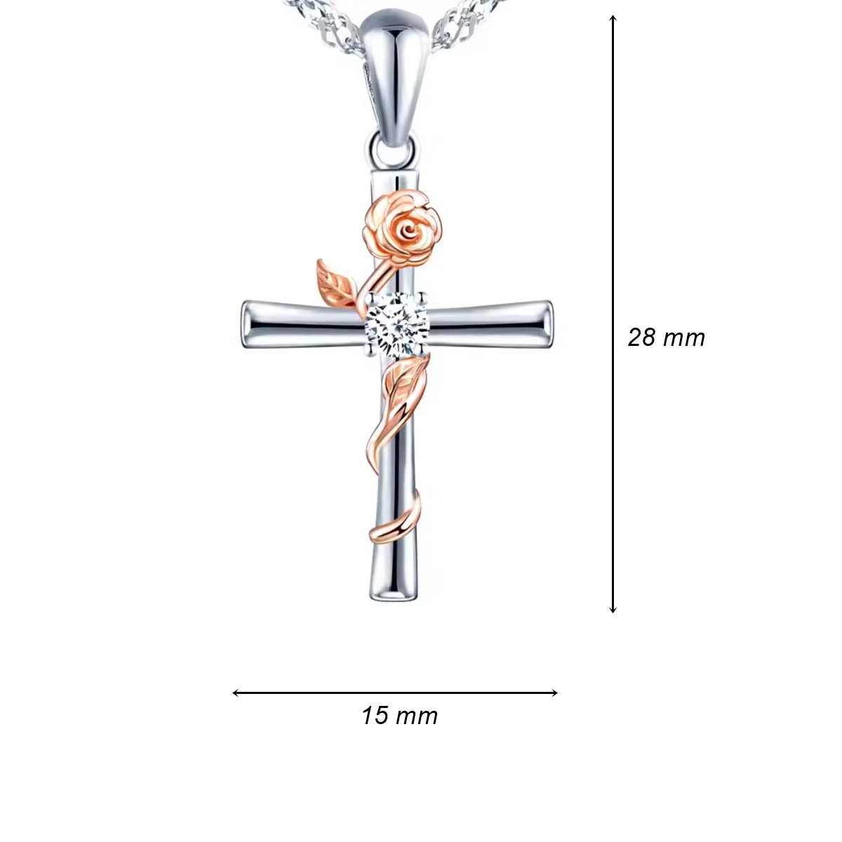 ELLAWIL Silberkette Jesuskreuz Zirkonia Kreuzkette mit Kreuz Anhänger Rose günstig online kaufen