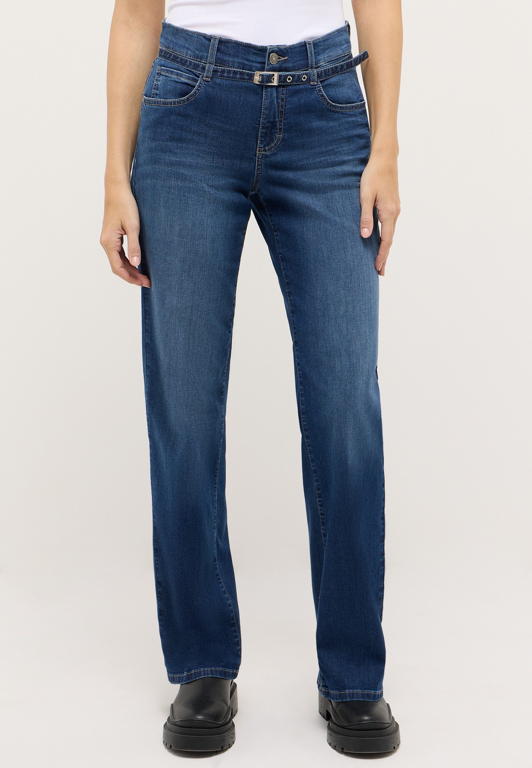 ANGELS 5-Pocket-Jeans Liz City mit Gürtel, Relaxed Fit
