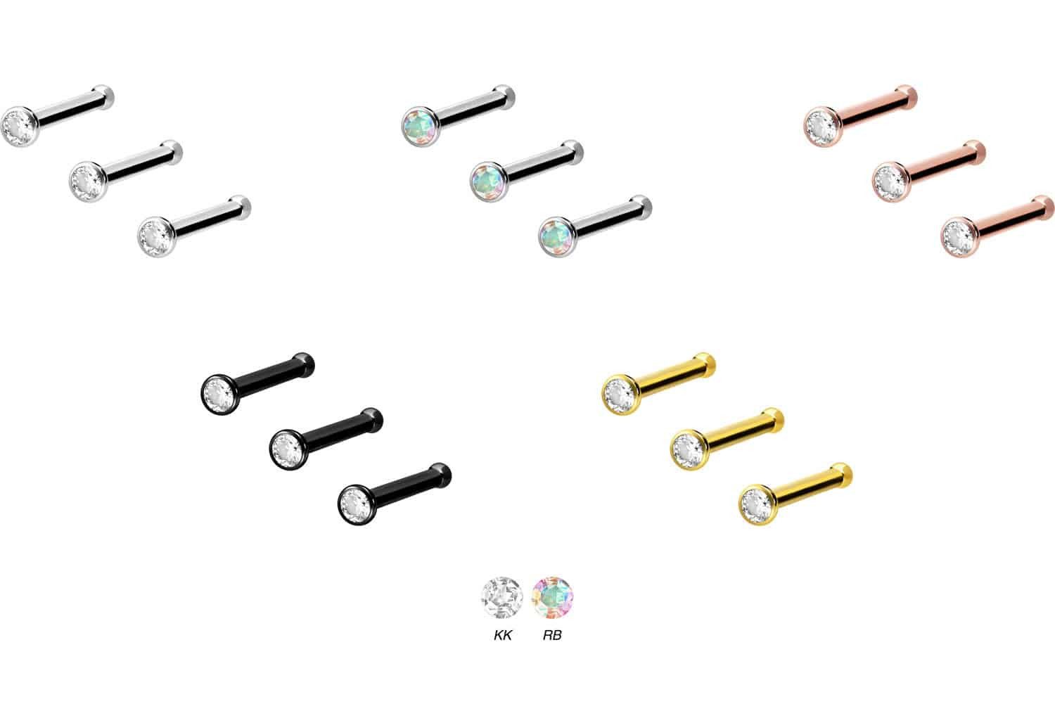 PIERCINGLINE Nasenpiercing 3er Set Titan Nasenstecker Pin KRISTALL (Nasenst günstig online kaufen
