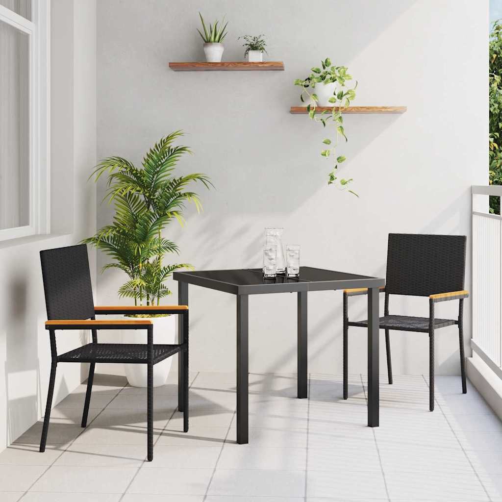 vidaXL Gartenstuhl Garten Stapelstühle 2 Stk. Schwarz und Braun (2 St)