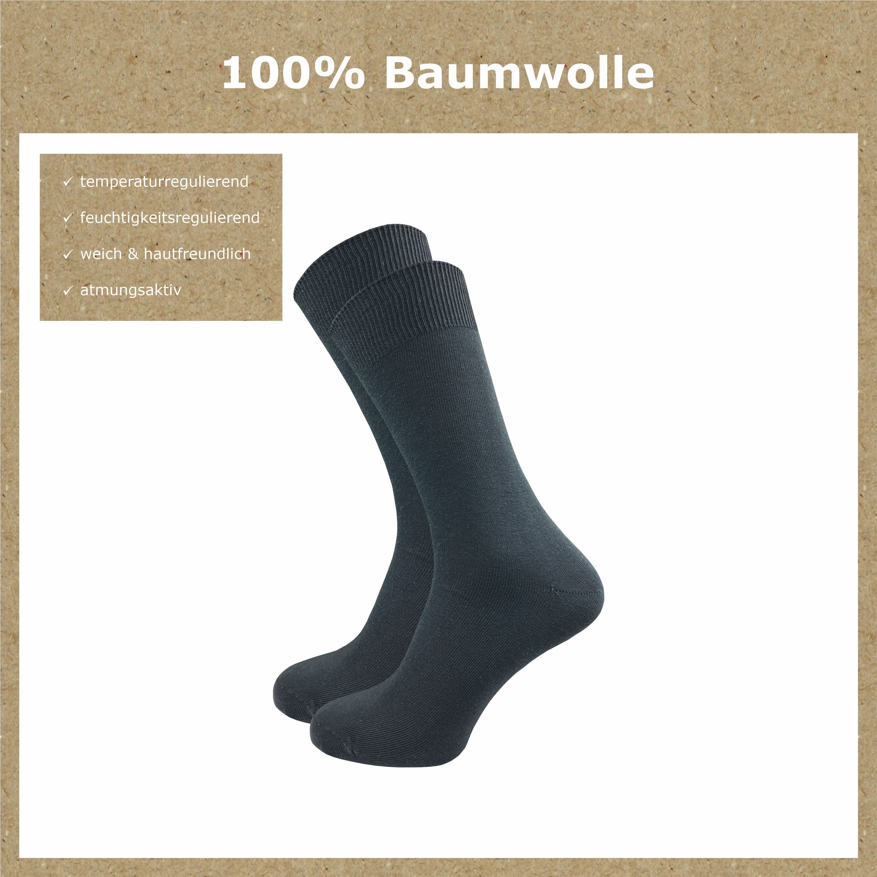 GAWILO Basicsocken aus 100% Baumwolle für Herren in 3 Farbkombinationen ohne Gummidruck (10 Paar) natur-, blau- & dunkle Töne - ideale Ergänzung Ihres Socken Sortiments