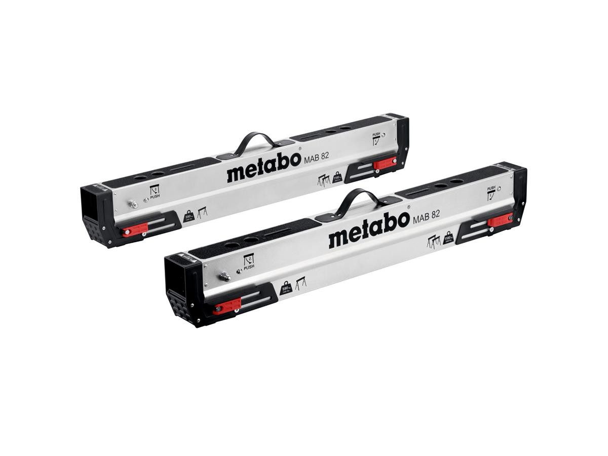 metabo Sägebock Arbeitsbock Set MAB 82, 1180 kg max. Belastbarkeit, (2-St), höhenverstellbare Standbeine, klappbar, Tragegriff für Transport