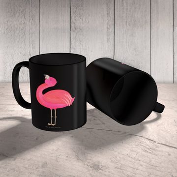 Mr. & Mrs. Panda Tasse Flamingo Stolz - Schwarz - Geschenk, glücklich, Tasse, Schwester, Tas, Keramik Schwarz, Einzigartiges Botschaft
