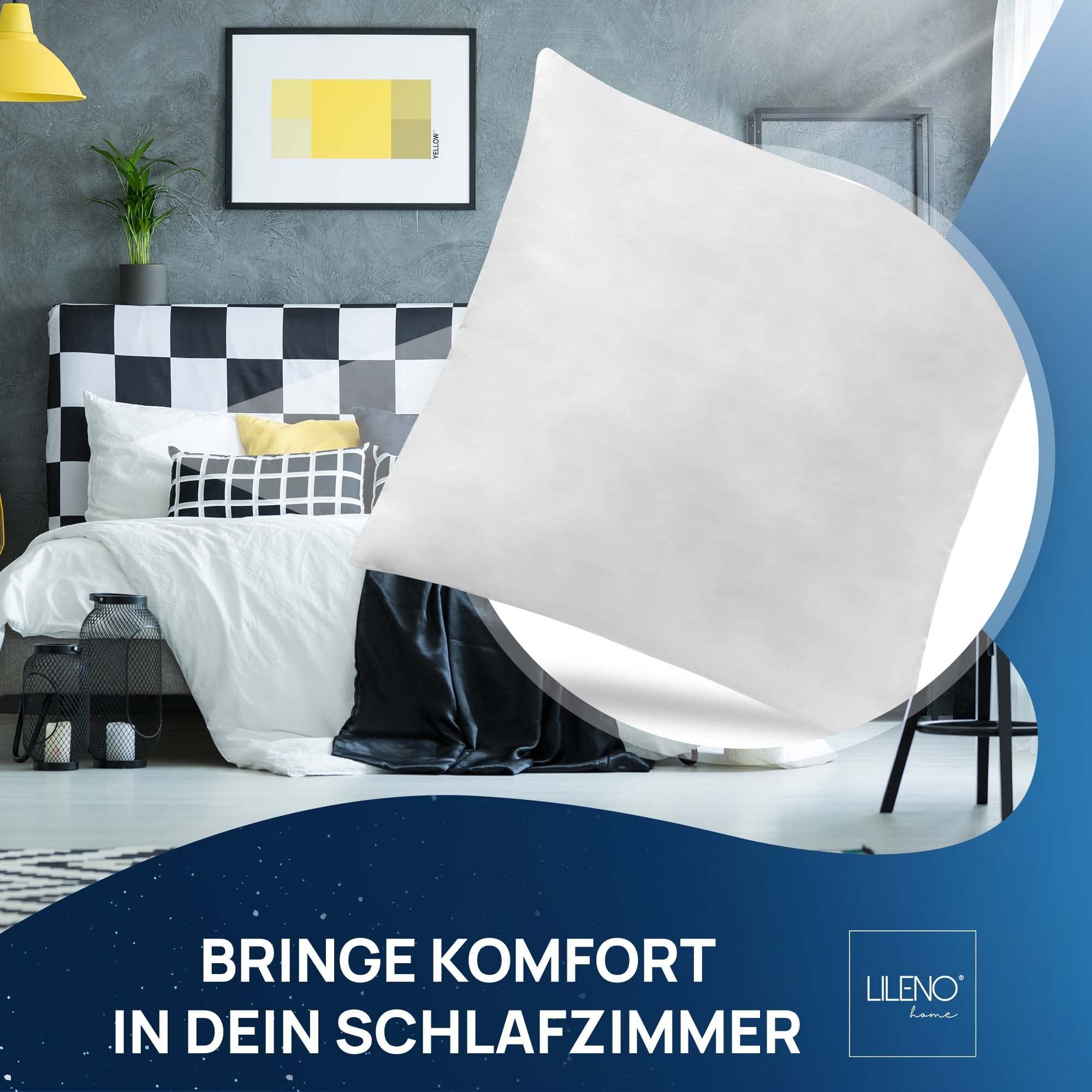 LILENO HOME Federkissen geeignet für Allergiker in verschiedenen Größen - Made in Germany, Füllung: 100% Federn, Bezug: Baumwolle, Rückenschläfer, Seitenschläfer, Bauchschläfer, Set, 1er Set, Federkernkissen als Kopfkissen, Bettkissen, Schlafkissen o. Dekokissen
