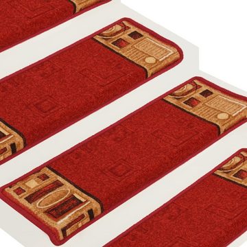 Stufenmatte Treppenmatten Selbstklebend 15 Stk. 65x21x4 cm Rot, vidaXL, Rechteckig, Höhe: 4 mm