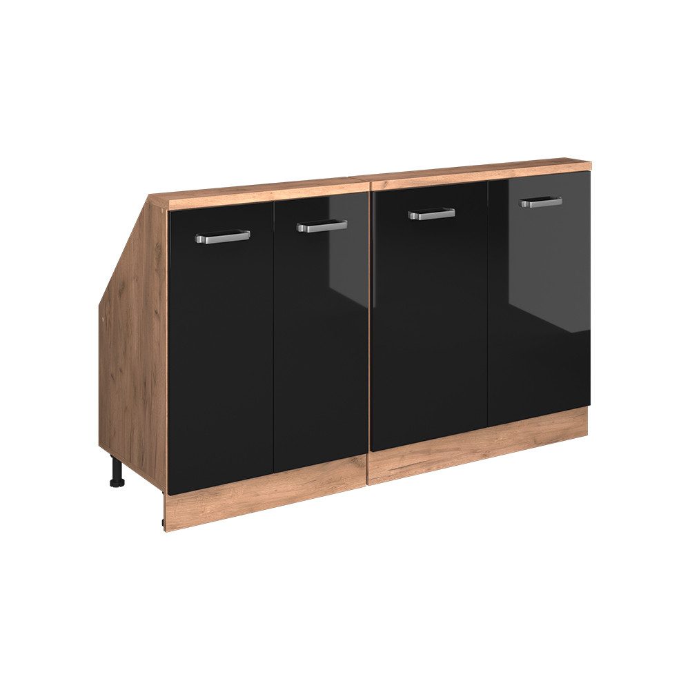 Vicco Unterschrank R-Line, Schwarz Hochglanz/Goldkraft Eiche, günstig online kaufen