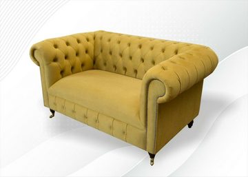 JVmoebel Chesterfield-Sofa, Chesterfield 2 Sitzer Sofa Gelb Design Couchen Polster Sofas Neu