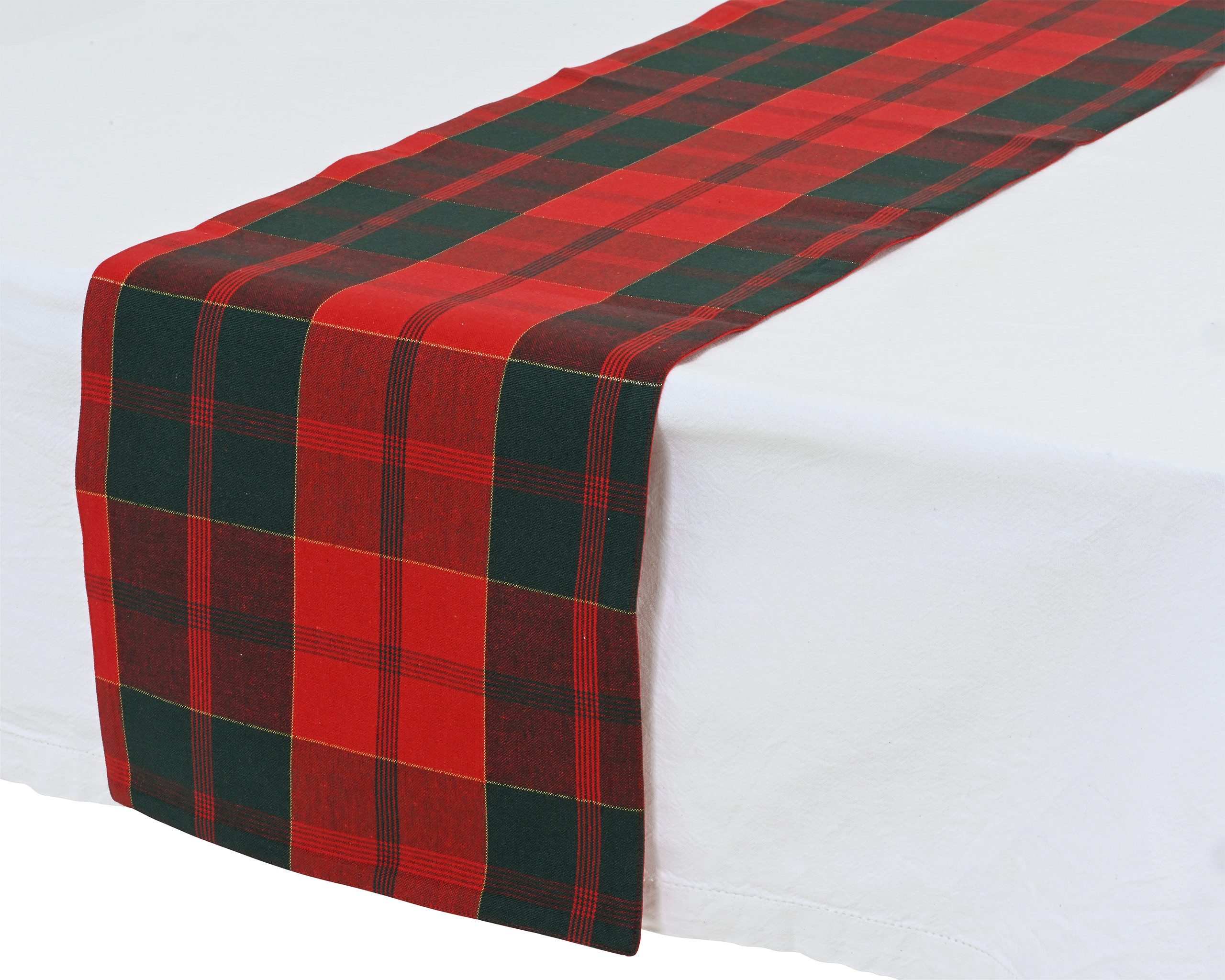 Kaemingk Узкие скатерти, Узкие скатерти Baumwolle 30cm x 1,5m mit Schottenkaro Muster Rot / Grün