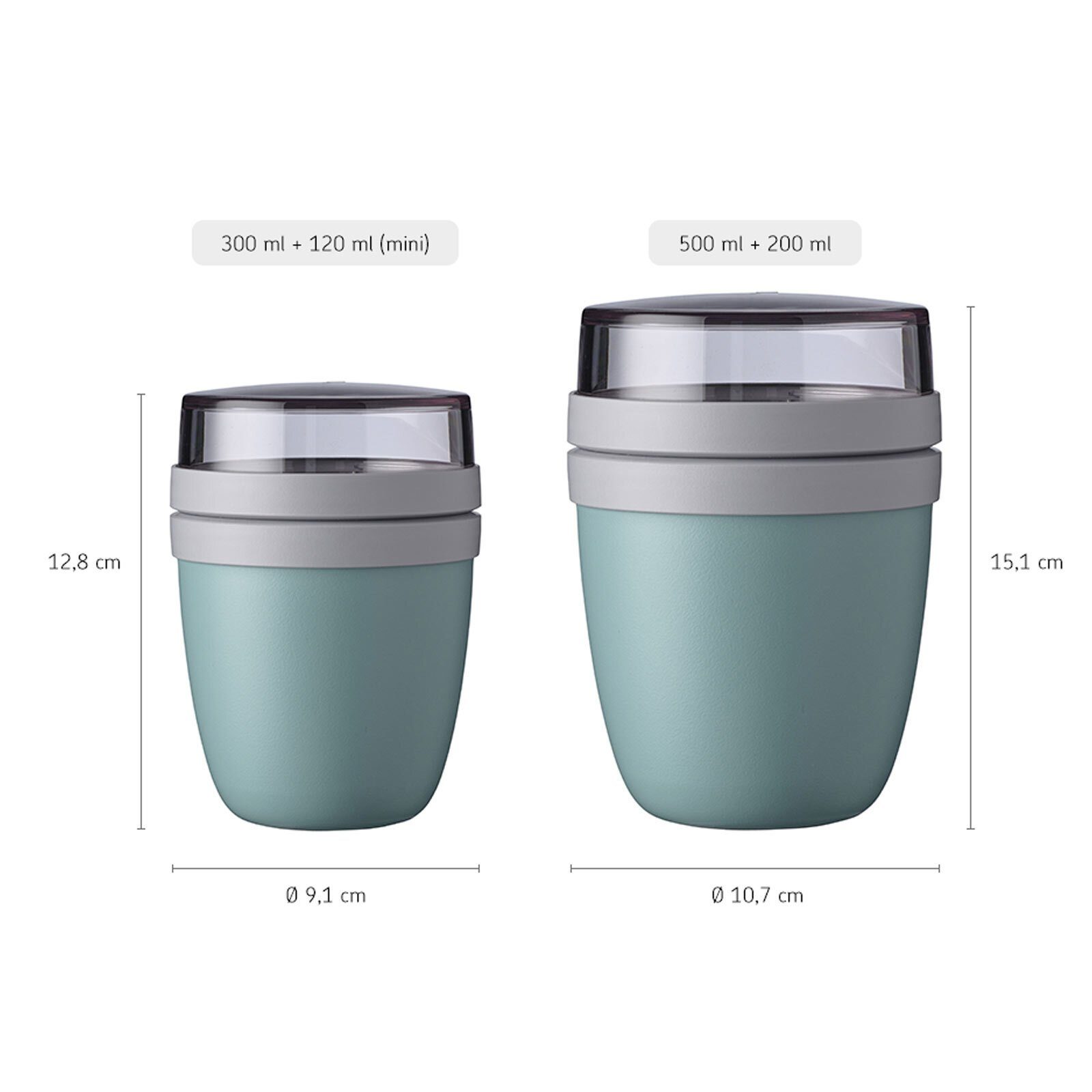 Mepal Lunchbox Ellipse Lunchpot mini + regular 2er Set, Kunststoff, (2-tlg), Spülmaschinengeeignet, Mikrowellenfest
