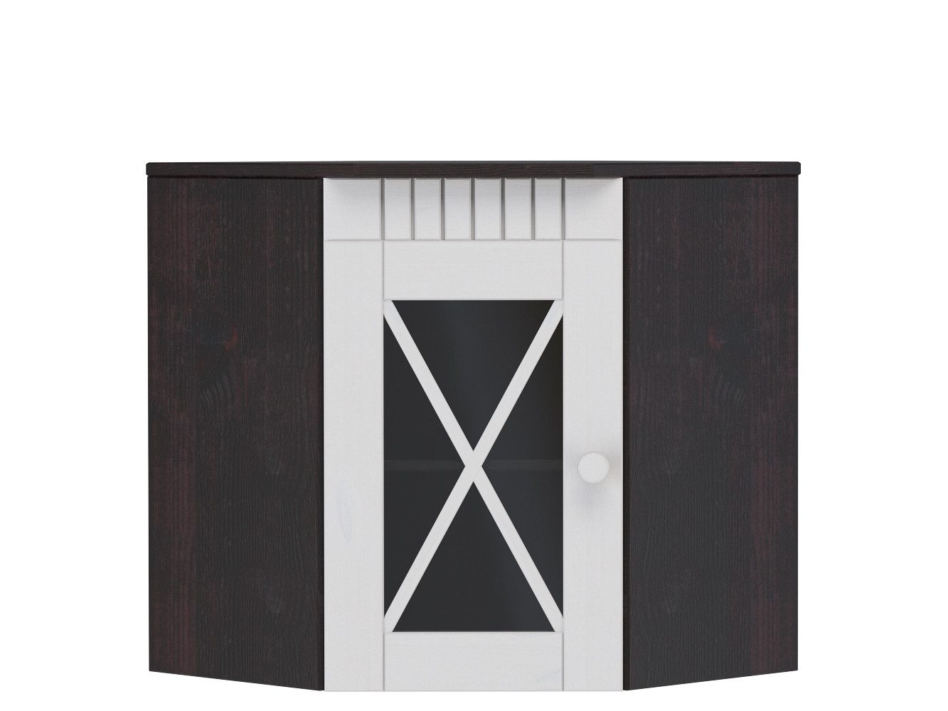 loft24 Eckhängeschrank Russo - Küchenschrank Hängeschrank Wandschrank Küche 1 Tür mit Glasfront, Kiefer Massivholz, Landhausstil