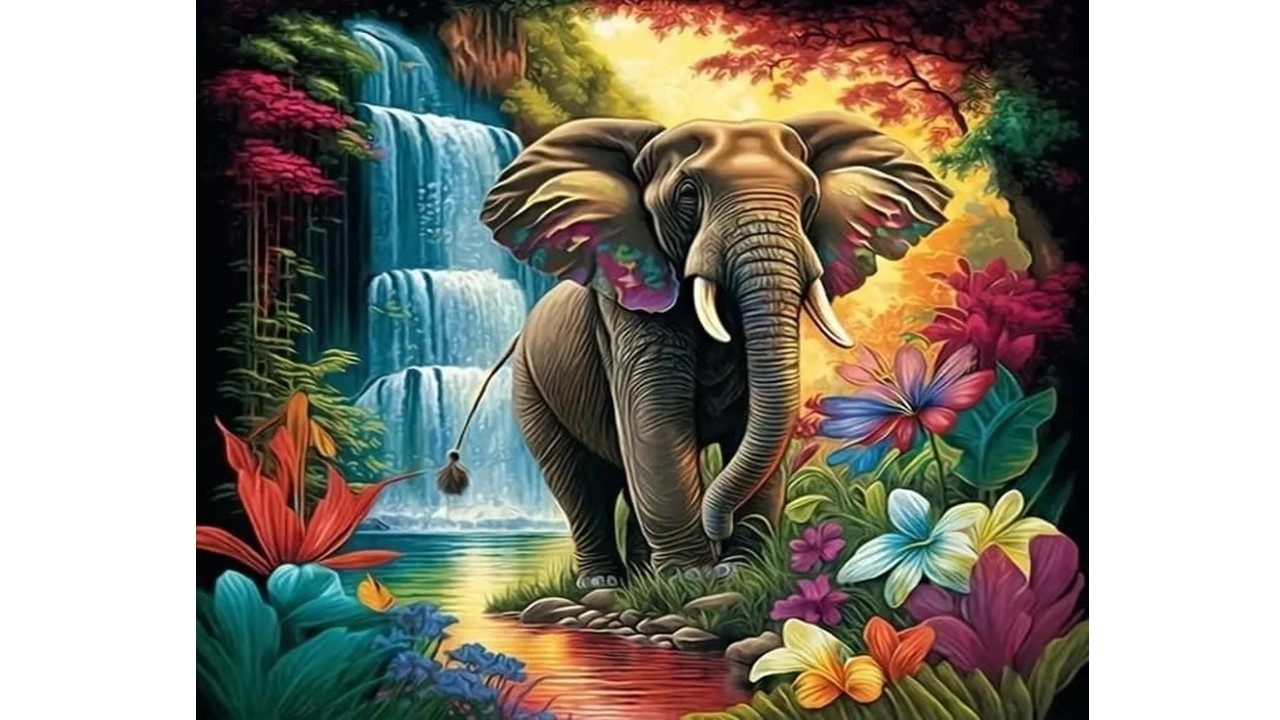 Malen nach Zahlen BASTELIDEE 5d Diamond Painting Set Motiv Elefant im Urwald