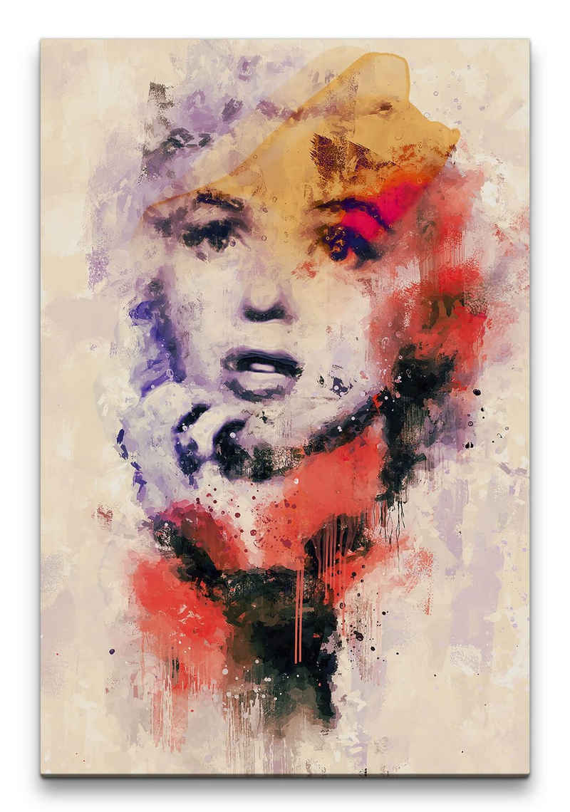 Sinus Art Leinwandbild Marilyn Monroe Porträt Abstrakt Kunst Filmikone Kult Farbenfroh 60x90cm Leinwandbild