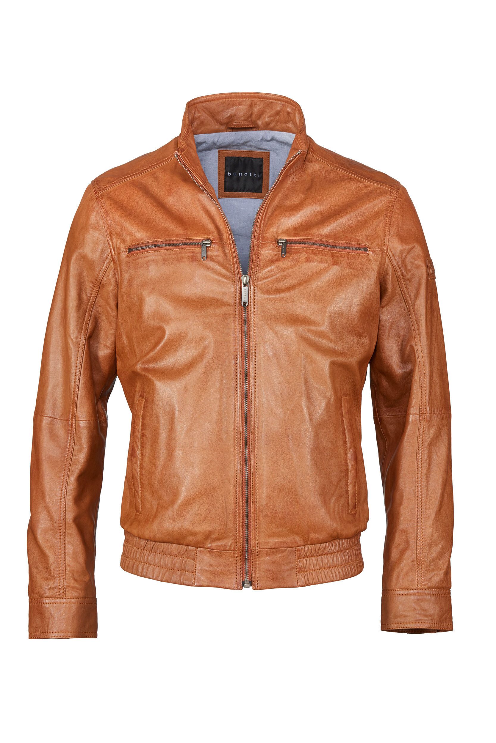 bugatti Lederjacke BUSASCHA (1-St) mit Stehkragen und Reisverschlüssen günstig online kaufen