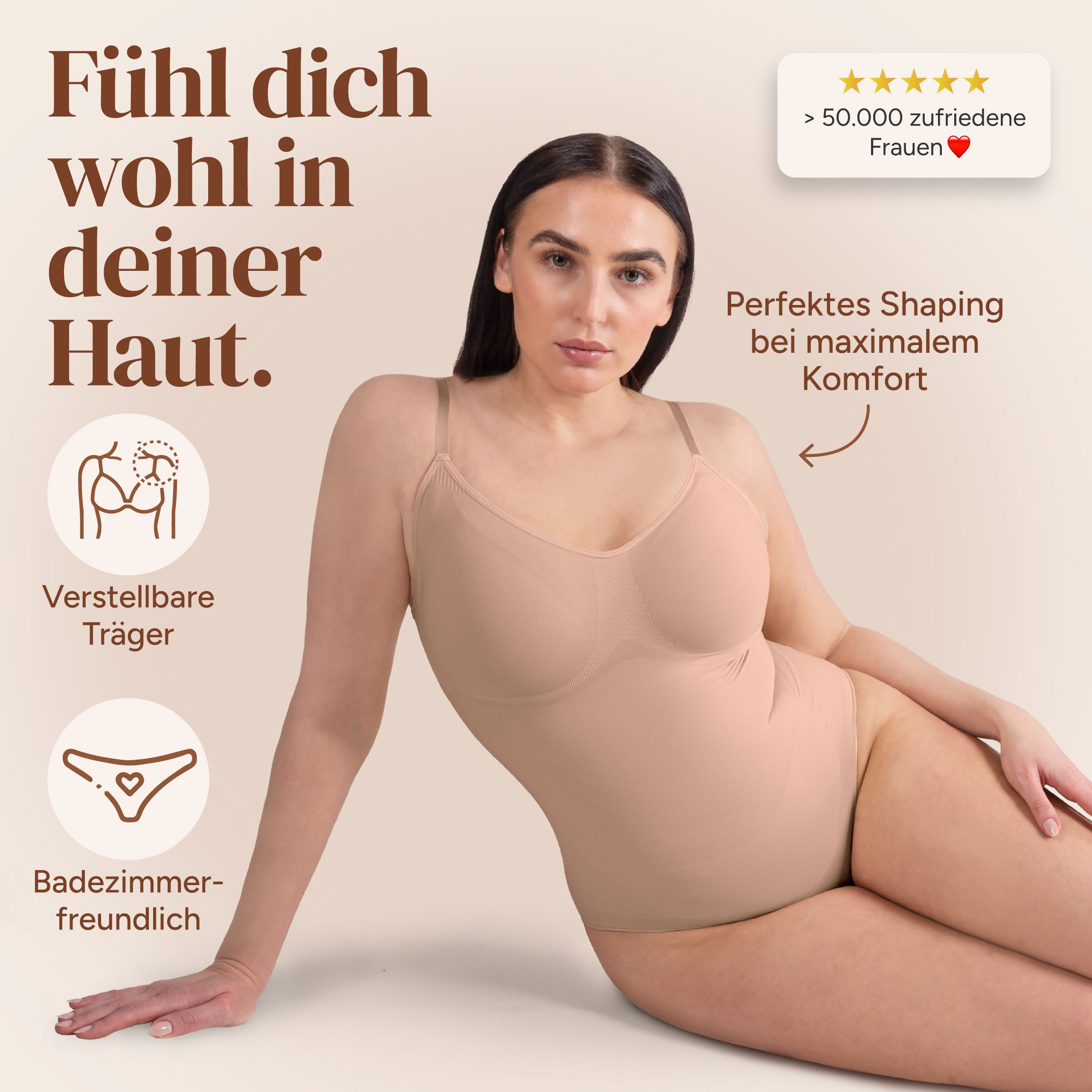 myshape Shaping-Body Bodysuit Shapewear Damen mit Slip – Bauchweg & Po-Lift Effekt