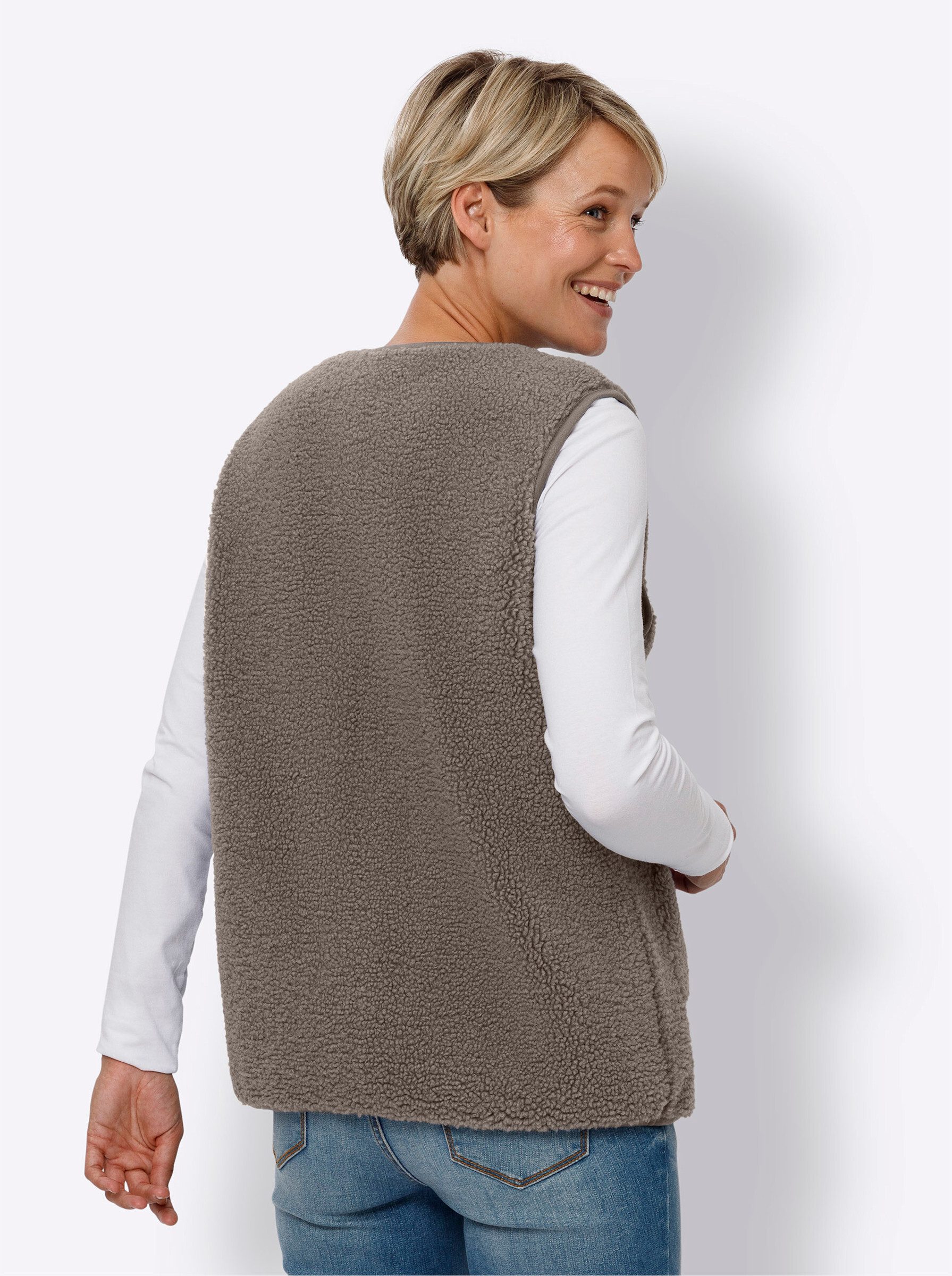 Sieh an! Fleeceweste Teddy-Weste Länge ca. 66 cm günstig online kaufen