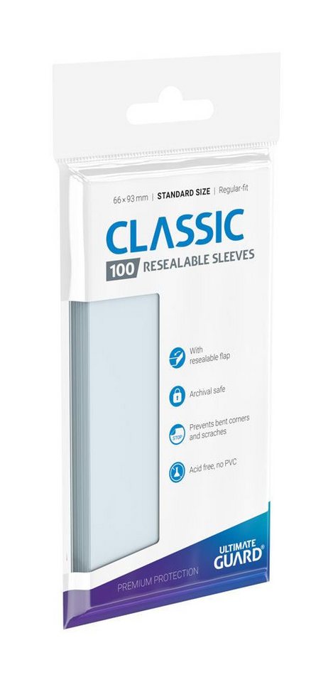 Ultimate Guard Sammelkarte 100 Classic Sleeves Resealable Standard (66x93mm) - transparent