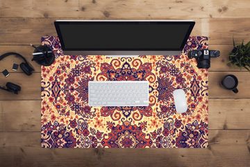 MuchoWow Gaming Mauspad Teppich - Muster - Mandala - Gelb (1-St), Büro für Tastatur und Maus, Mousepad Gaming, 90x60 cm, XXL, Großes
