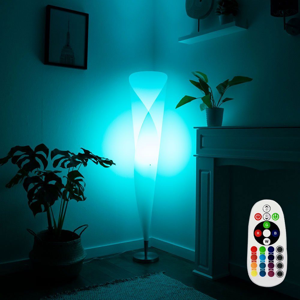 Globo LED Stehlampe, Leuchtmittel inklusive, Fernbedienung Dimmer Set Warmweiß, matt Farbwechsel, Steh nickel Lampe im Elegante Fluter