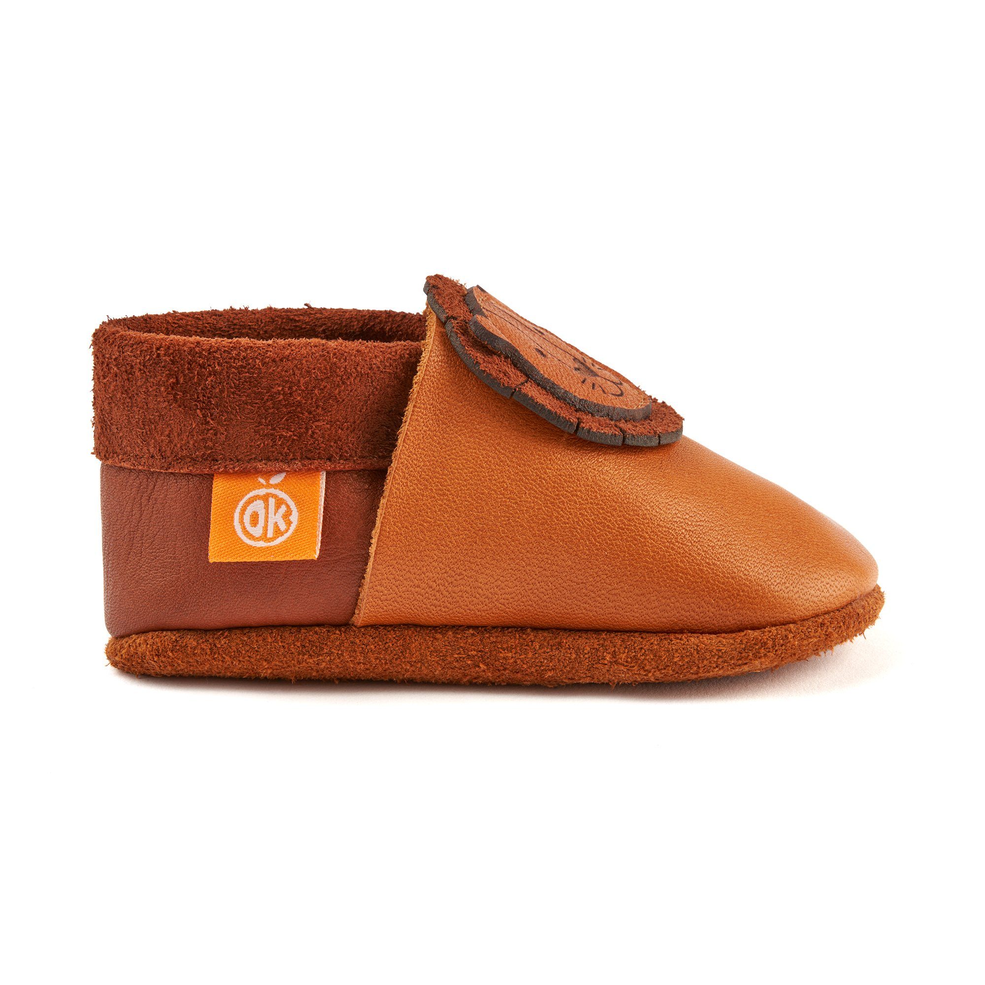 Orangenkinder® Leo der Löwe Baby Krabbelschuh pflanzlich gegerbtes Leder, Made in Germany, atmungsaktiv