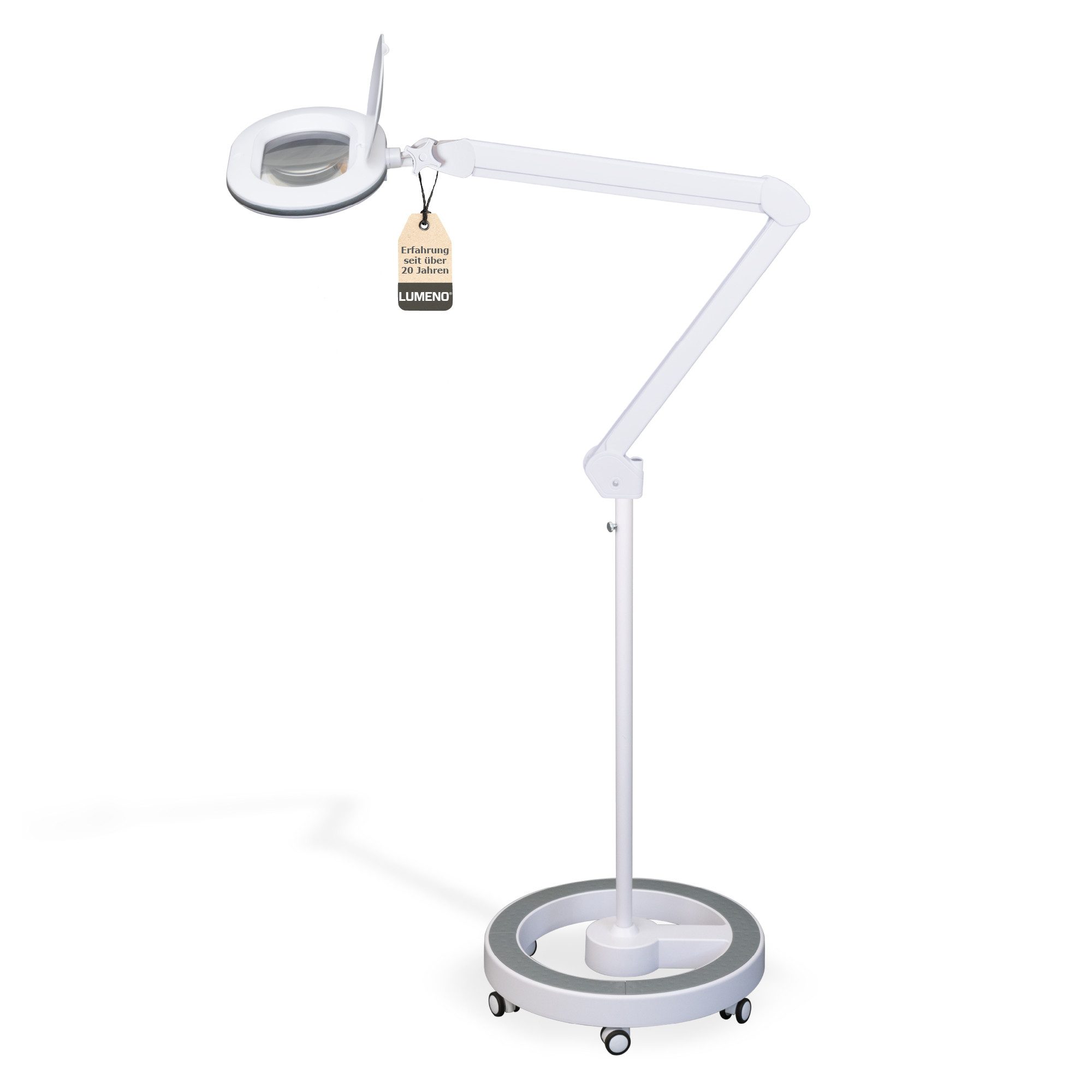 Lumeno Lupenlampe 861XGR Lupenleuchte Lupenlampe mit ovaler Echtglaslinse kristallklar, LED fest integriert, Kaltweiß, 6500 K