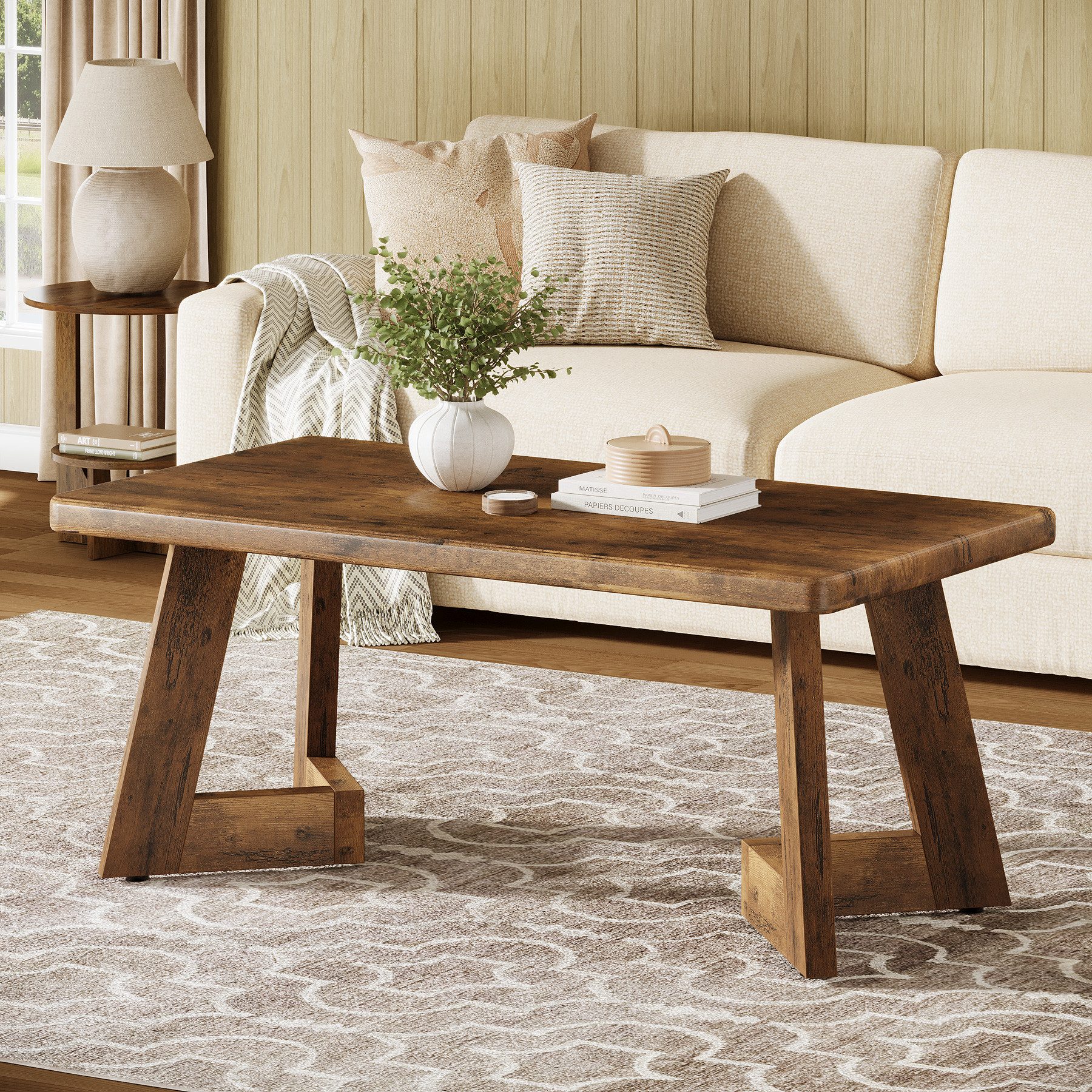 Tribesigns Couchtisch 120 cm Rechteckiger Wohnzimmertisch, Tisch Sofa für Wohnzimmer