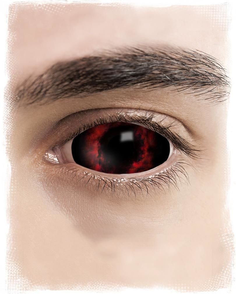 Horror-Shop Farblinsen Schwarz-Rote Sclera Kontaktlinsen