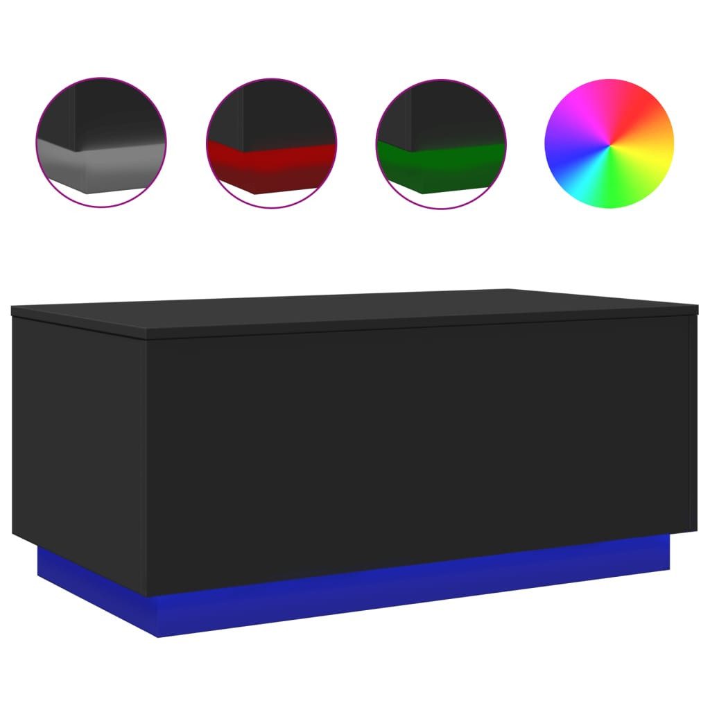 vidaXL Couchtisch Couchtisch mit LED-Leuchten Schwarz günstig online kaufen