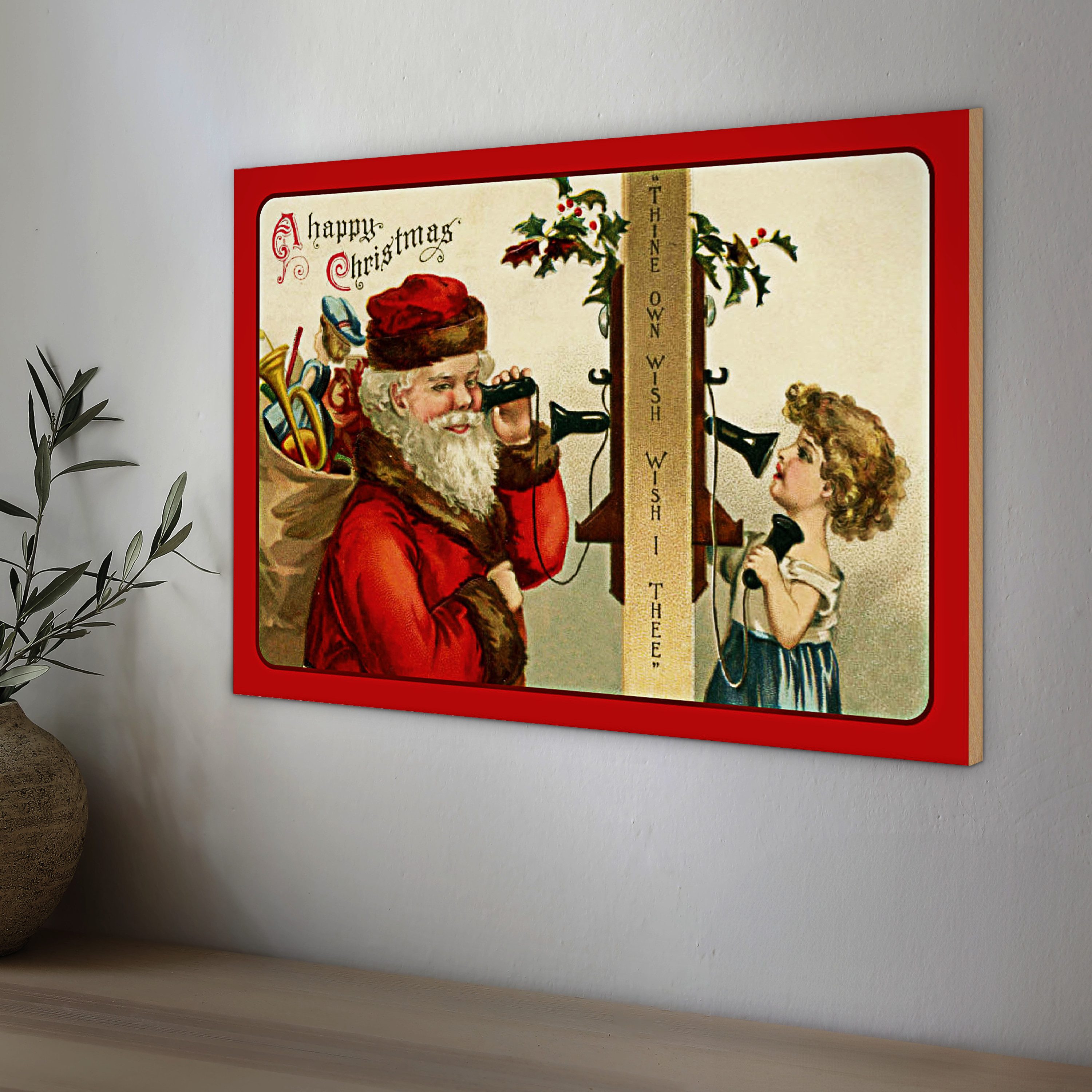 Roomando Holzbild Holzschild Weihnachtene Santa Claus 30x20cm