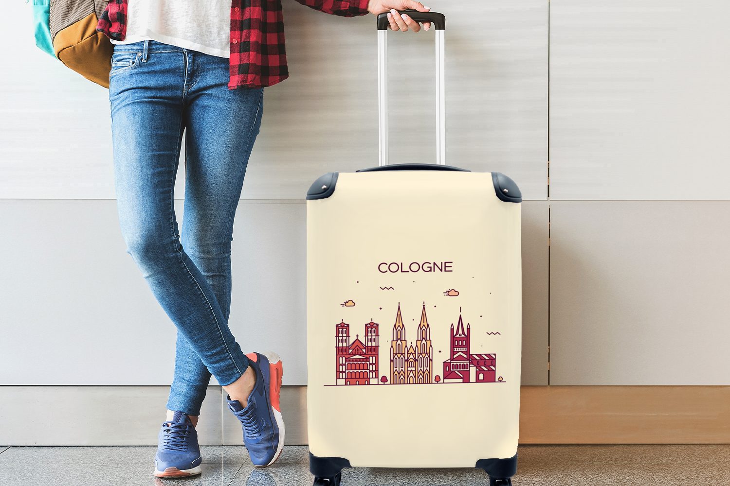 MuchoWow Handgepäckkoffer Köln - Skyline - Deutschland, 4 Rollen, Reisetasche mit rollen, Handgepäck für Ferien, Trolley, Reisekoffer
