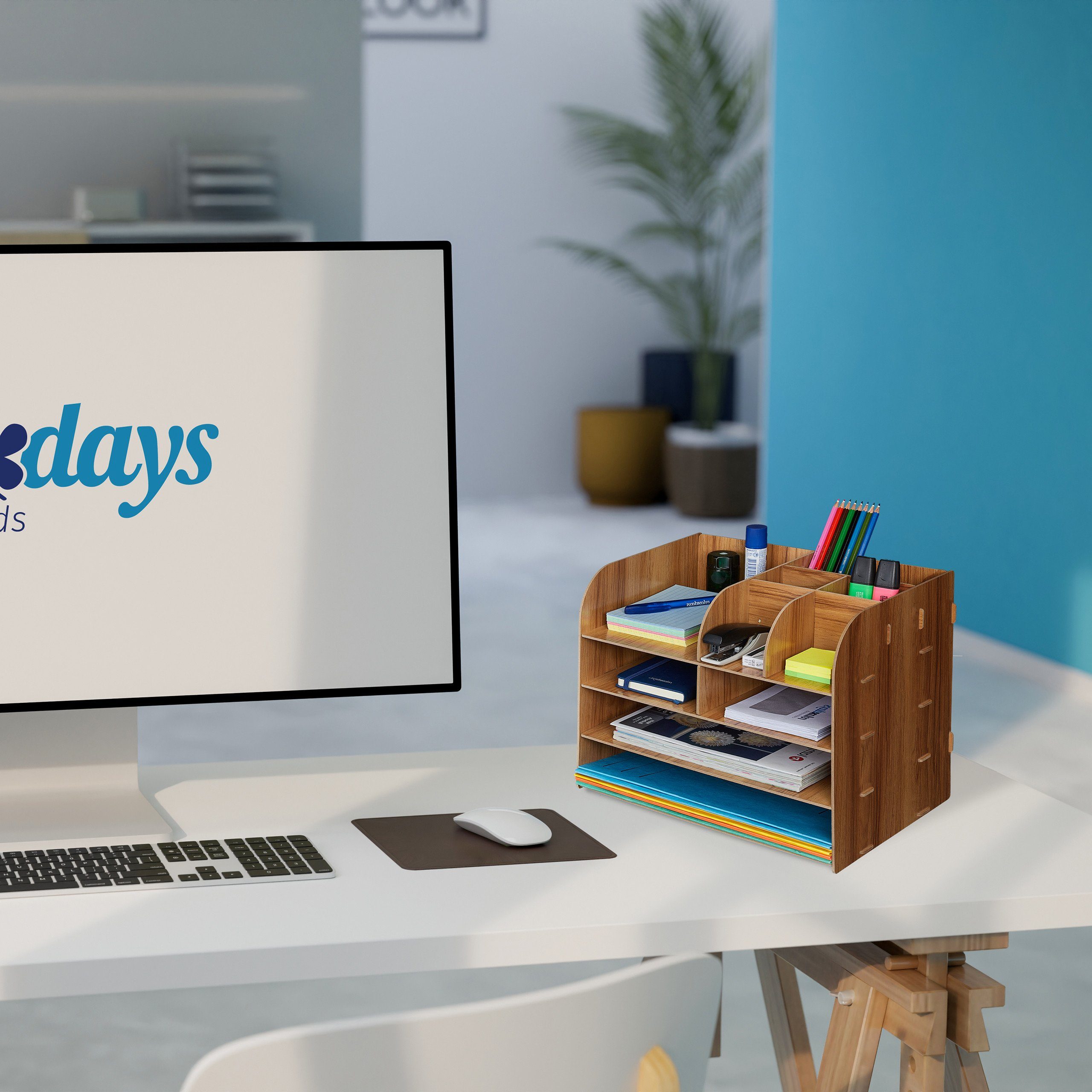 relaxdays Organizer Schreibtisch Organizer mit Ablagefächern, dunkelbraun