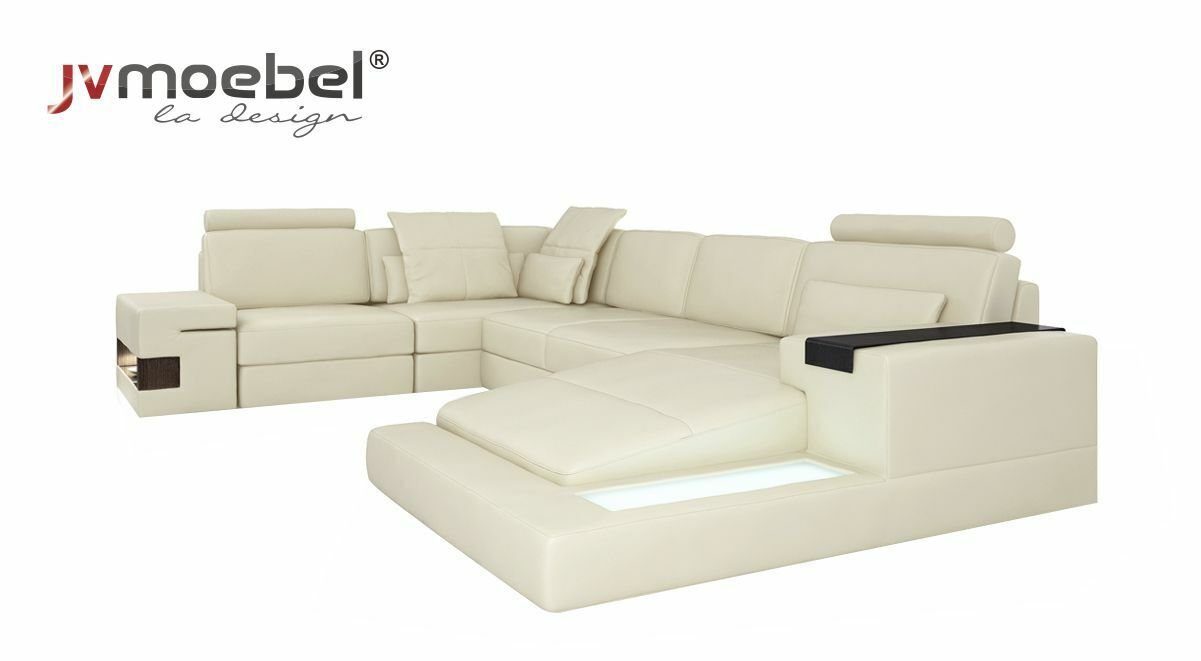 Textil Couch Beige Ecksofa, Wohnlandschaft Modern U-Form JVmoebel Design Polster Sofa Neu
