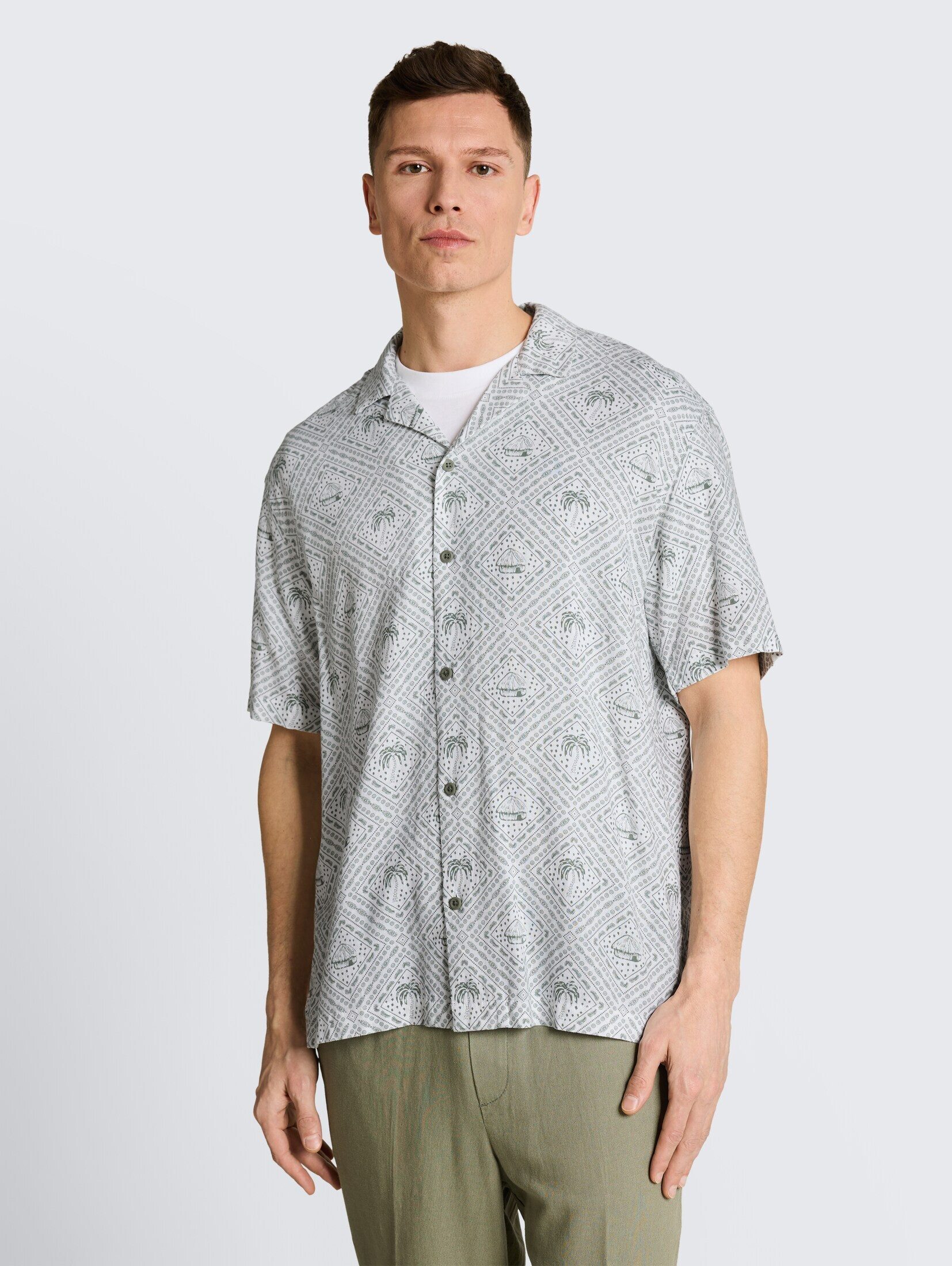 TOM TAILOR Denim Kurzarmhemd Blusen & Shirts Relaxed Fit Resort Hemd mit Leinenanteil