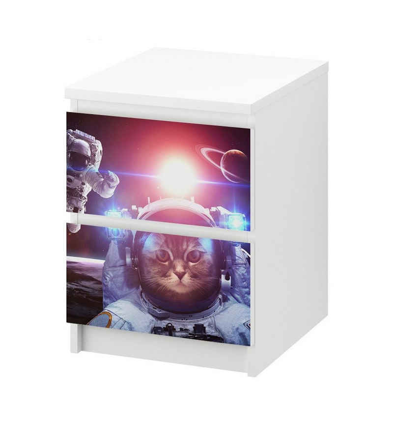 MyMaxxi Möbelfolie »MyMaxxi - Klebefolie Möbel kompatibel mit IKEA Malm Kommode - Motiv Kosmonauten Katze - Möbelfolie selbstklebend - Dekofolie Tattoo Aufkleber Folie - Astronaut Weltraumfahrer«