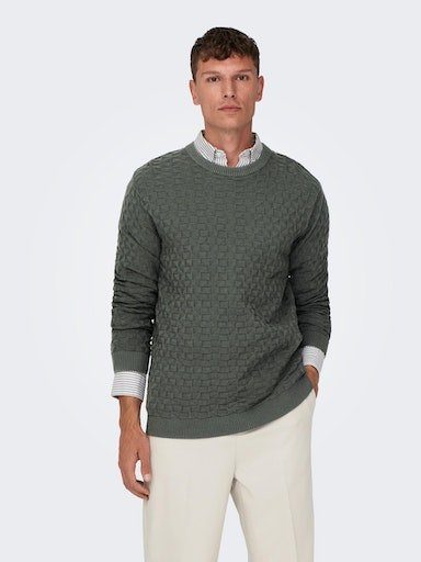 STRUC CREW SONS NOOS REG gray 12 KNIT ONSKALLE Rundhalspullover ONLY & castor