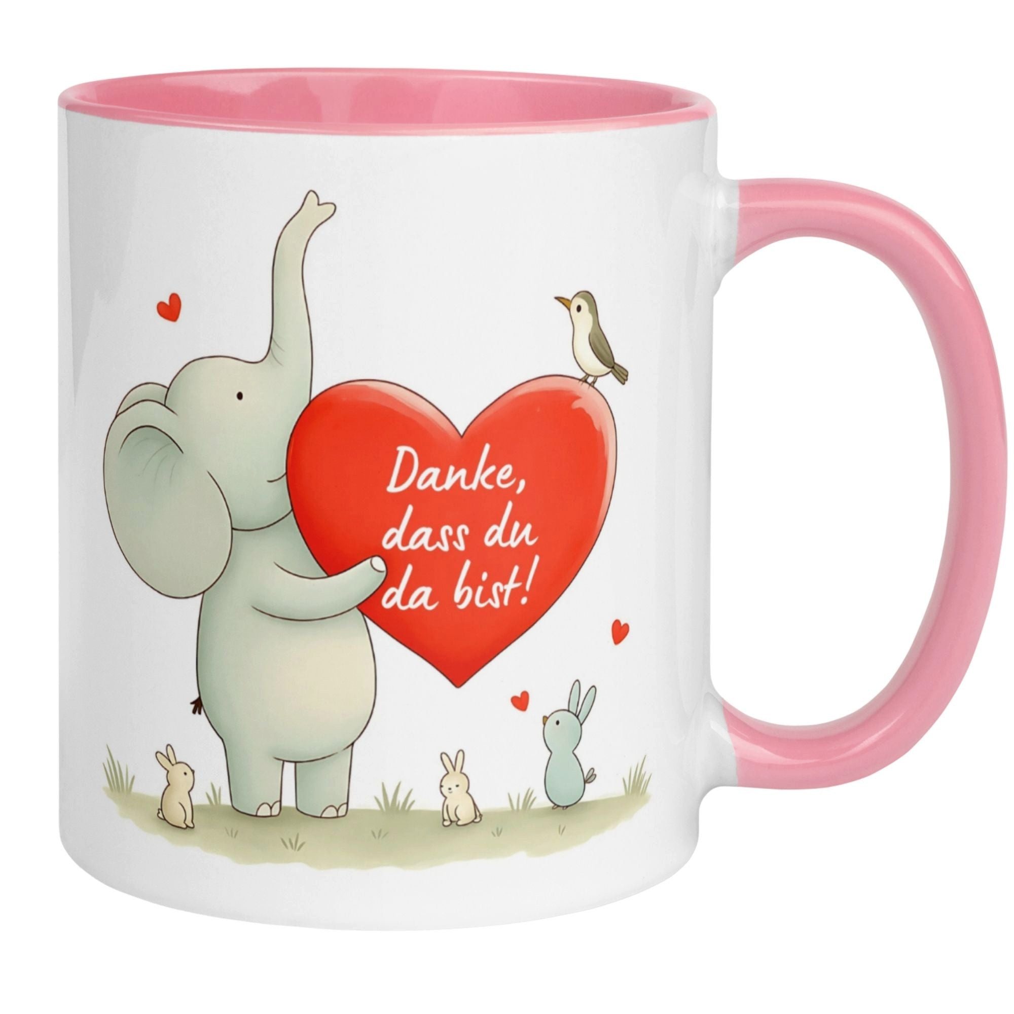 Momentals Tasse Danke – „Elefanten - Schön dass du da bist“ – Dankeschön Geschenke, Gratis Versand · Links-&Rechtshänder · Spülmaschinenfest