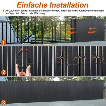 AUFUN Balkonsichtschutz PVC Sichtschutzmatte mit verstärkter Anthrazit (Konstruktion Sichtschutzzaun) Sichtschutz Balkon ohne Bohren Zaun