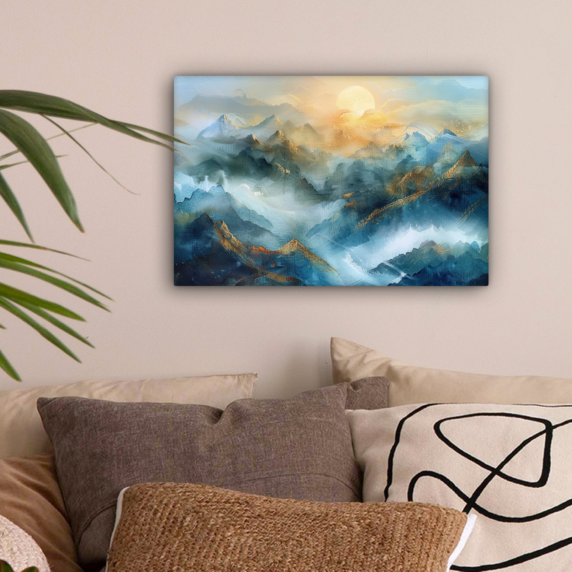 OneMillionCanvasses® Leinwandbild Abstrakt - Landschaft - Berge - Blau - Mo günstig online kaufen
