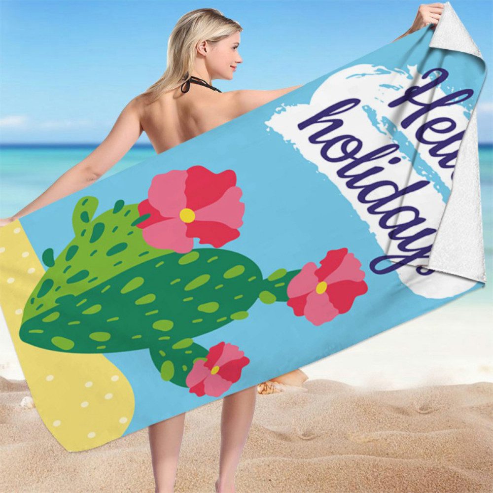 WS-Trend Strandtuch HELLO HOLIDAYS Kaktus Mikrofaser Badetuch XL 70x150 cm