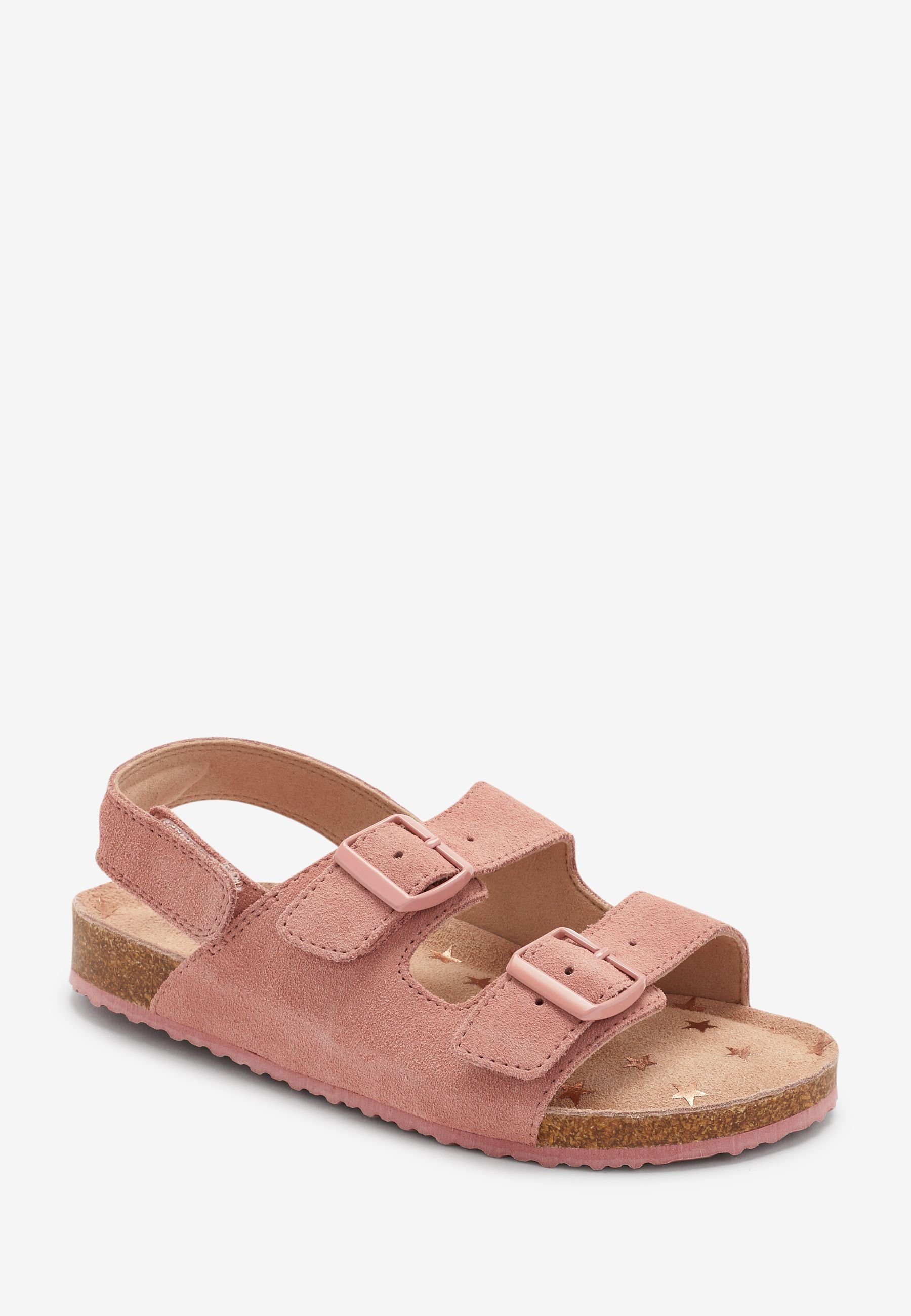 Next Pink Doppelschnalle Suede (1-tlg) mit Korkbett-Sandalen Sandale