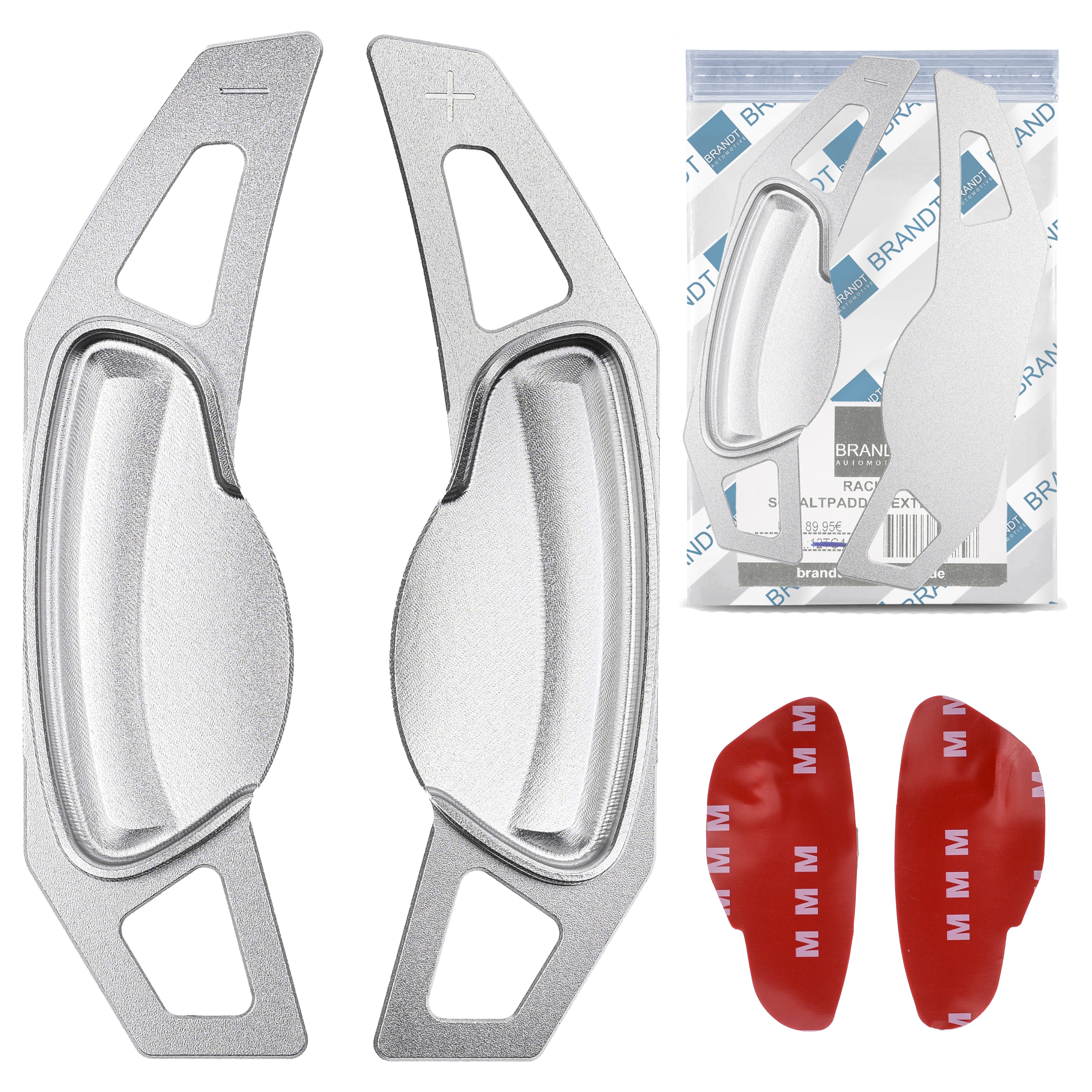 BRANDT AUTOMOTIVE Lenkeradapter Auto Lenkrad Schaltwippen AUFSATZ Verlängerung ALU SILBER, (2-tlg., für SMART Fortwo Coupe Cabriolet 451 2007-2015)