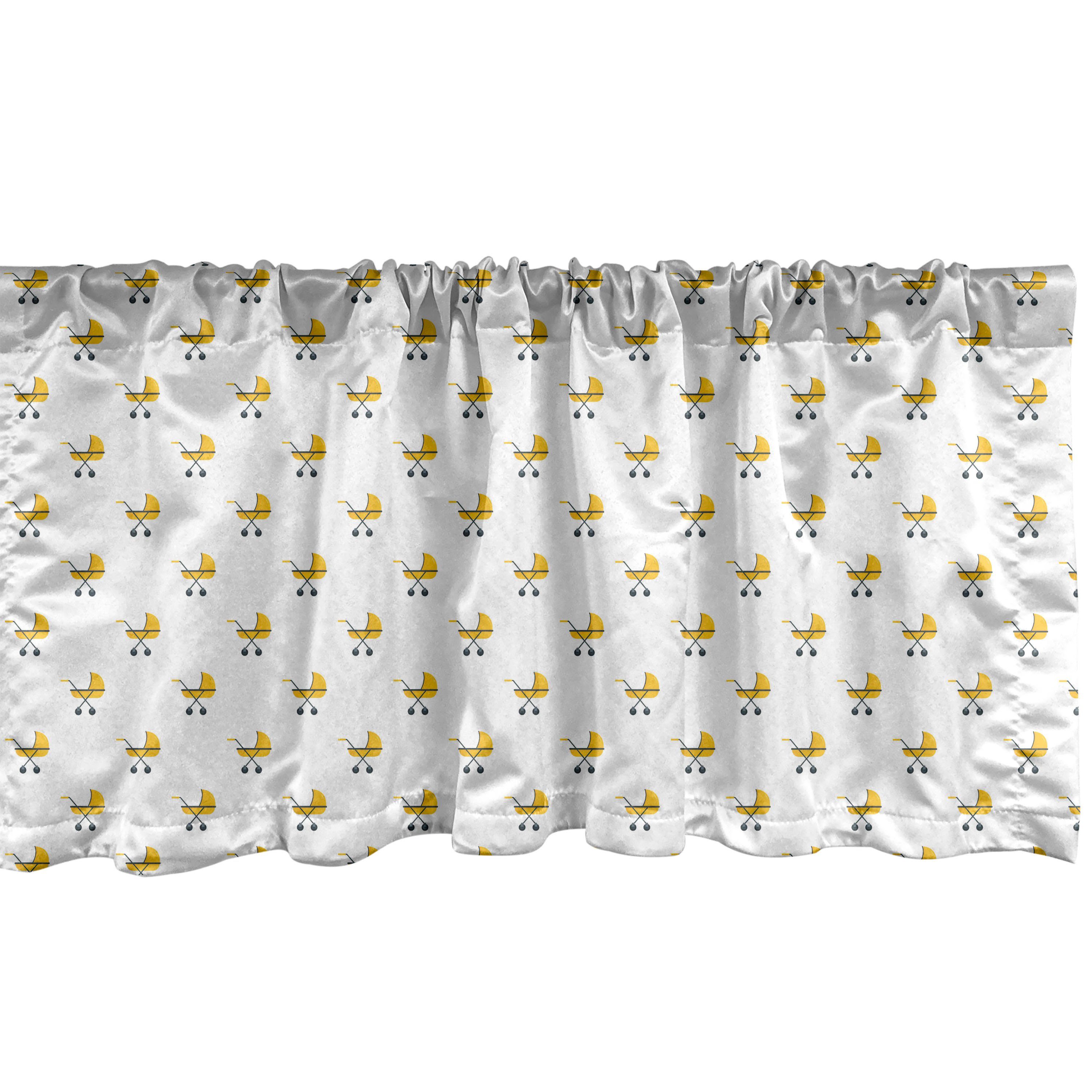 Scheibengardine Vorhang Volant für Küche Schlafzimmer Dekor mit Stangentasche, Abakuhaus, Microfaser, grau Gelb Moderne Kinderwagen