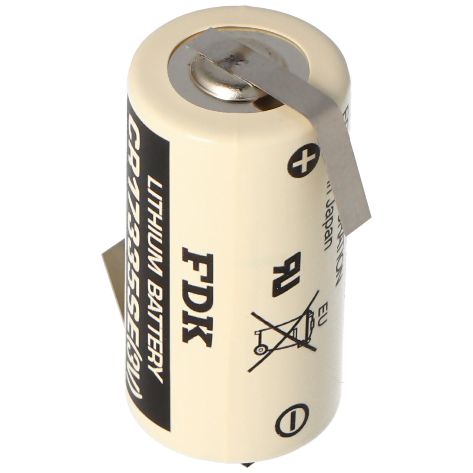 Sanyo Sanyo Lithium Batterie CR17335 SE Size 2/3A, mit Lötfahne Z-Form Batterie, (3,0 V)